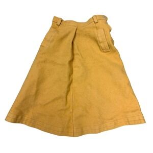 Vintage Handmade Yellow Wool A-Line Midi Skirt Belt Loops Zipper Size 6 -BH